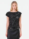 Top nero in paillettes