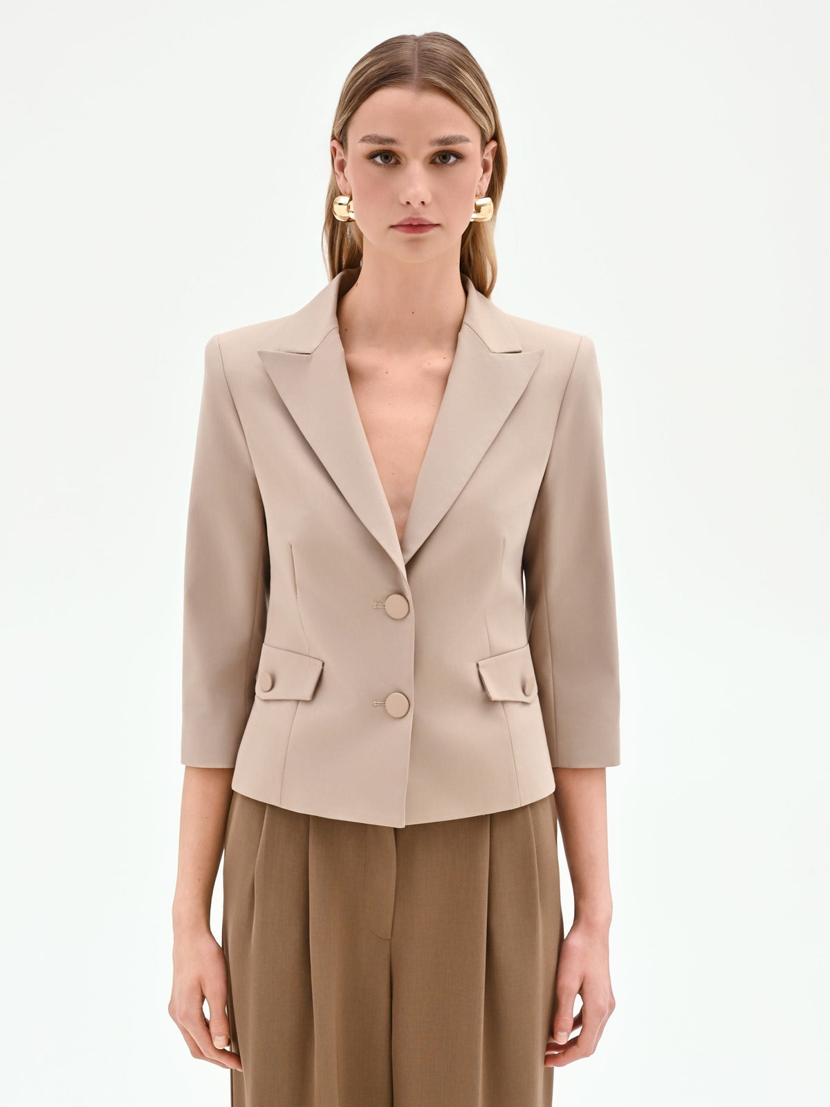 Giacca blazer tortora beige in cotone