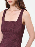 Top bordeaux in tessuto jacquard lamé