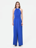 Tuta blu cina con scollo all'americana