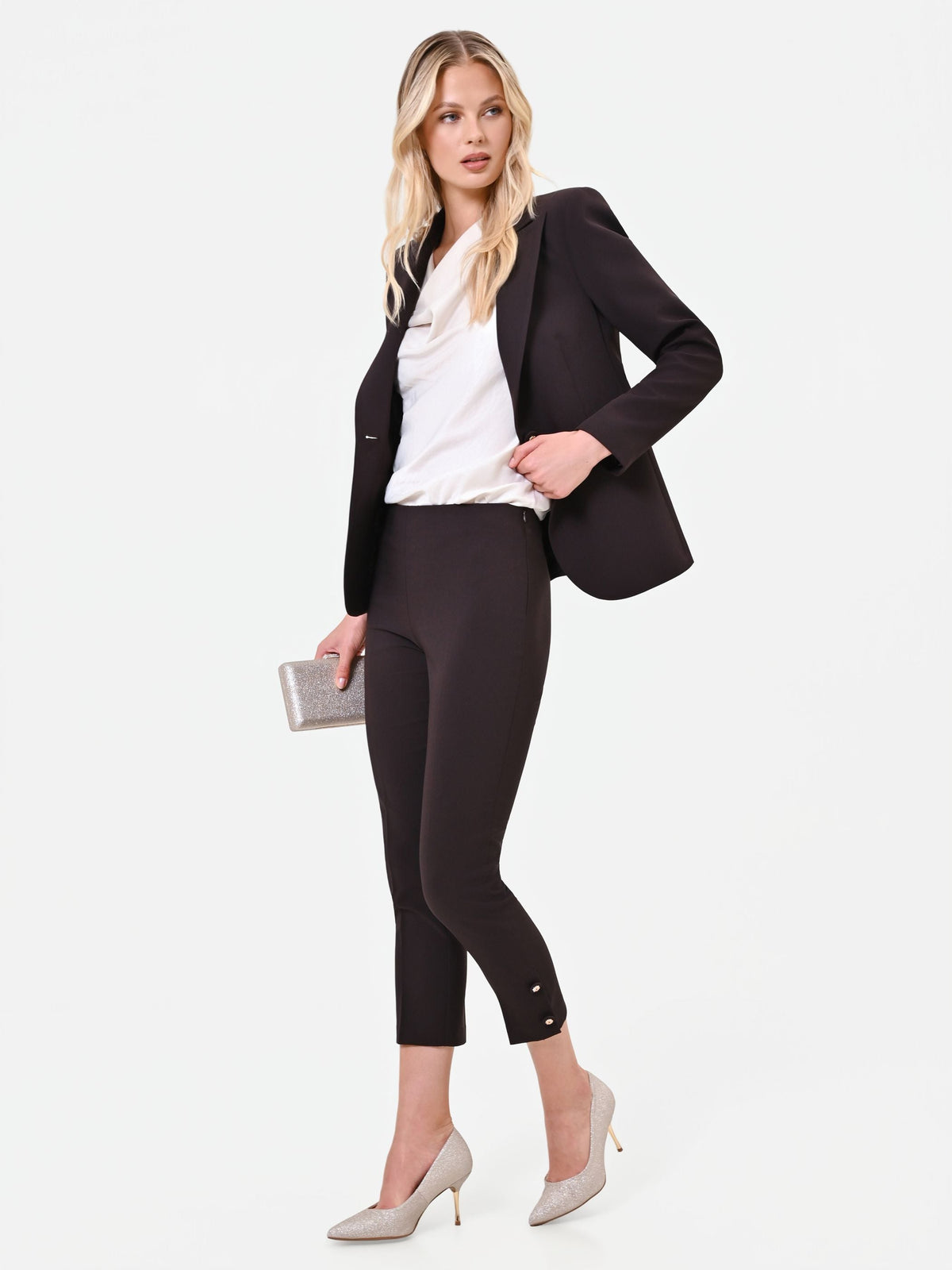 Pantalone moro marrone con spacchetto laterale