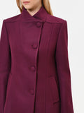 Cappotto bordeaux rosso con collo in piedi