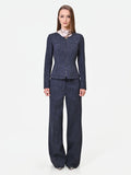Giacca blu navy sciancrata con zip