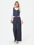 Pantalone blu navy in punto milano effetto denim