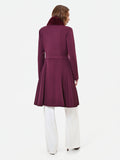 Cappotto doppiopetto bordeaux con fondo a pieghe