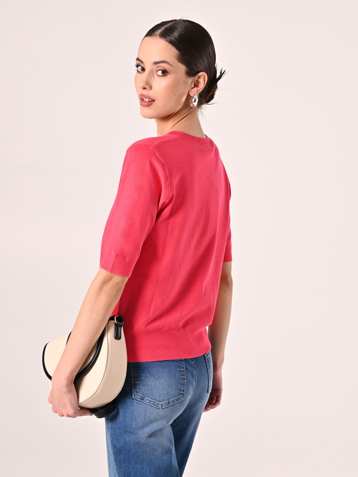 Maglioncino a Maniche Corte Fuxia