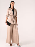 Pantaloni Ampi in Envers Satin Beige Scuro