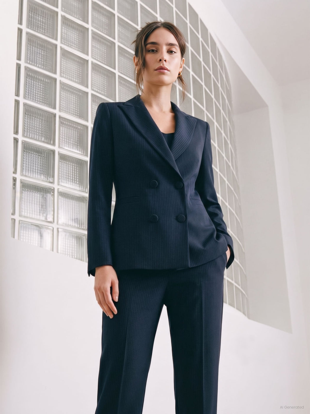 Giacca Studio doppiopetto gessata blu navy