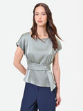 Blusa verde salvia effetto baschina