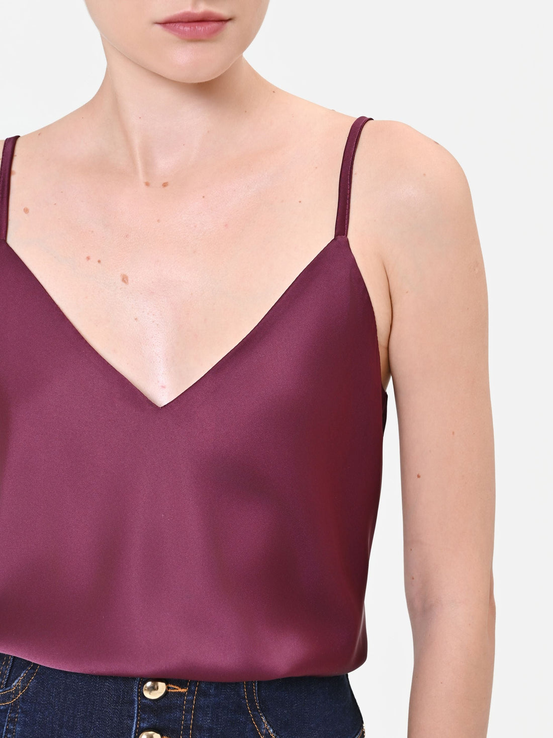Top lingerie in raso bordeaux rosso