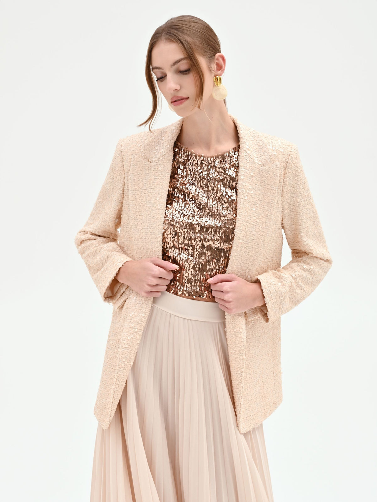 Giacca beige chiaro con paillettes