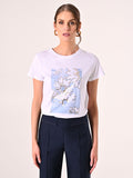 T-Shirt in Cotone con Stampa Azzurra & Gold
