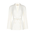 Giacca blazer doppiopetto in misto cotone lyocell bianco