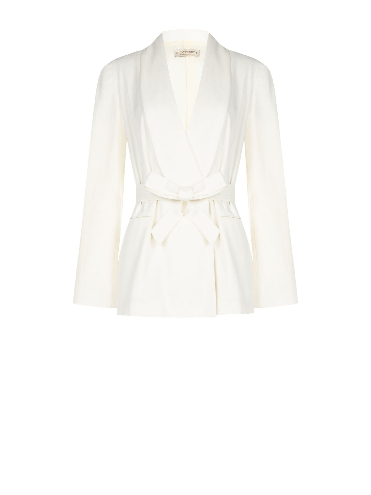Giacca blazer doppiopetto in misto cotone lyocell bianco