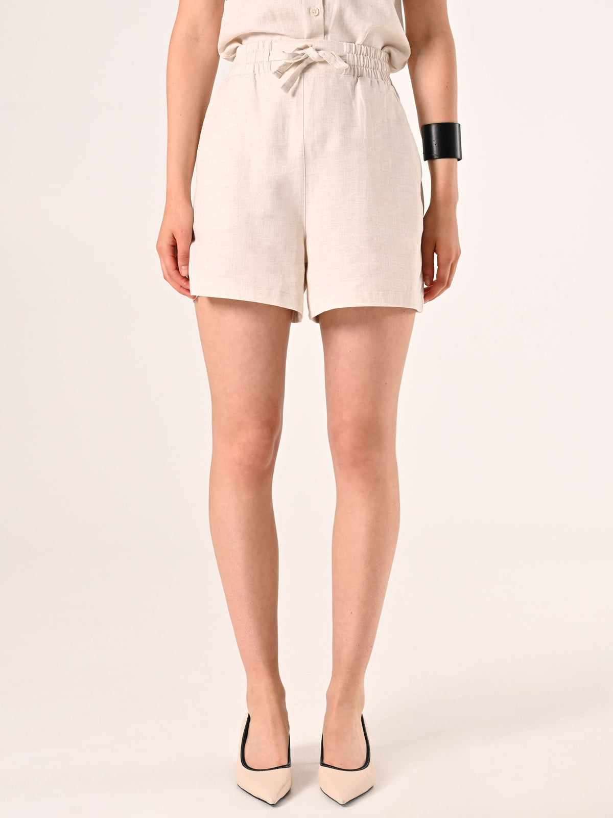 Shorts Beige in Lino Cotone