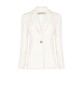 Giacca Bianca in Tessuto Fluido mano Crepe & Pizzo