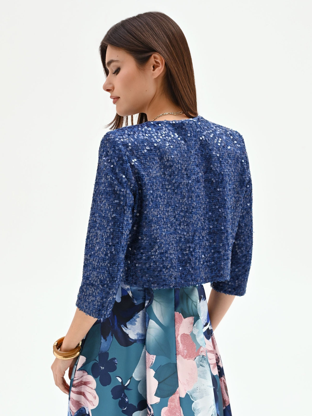 Giacca blu brillante in paillettes