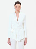 Giacca bianca con revers in raso