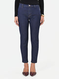 Pantaloni jeans blu con piega centrale regular fit