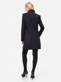 Cappotto in velour nero con collo in piedi