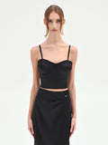 Top bustier nero con profili in pizzo