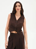 Gilet cropped moro marrone