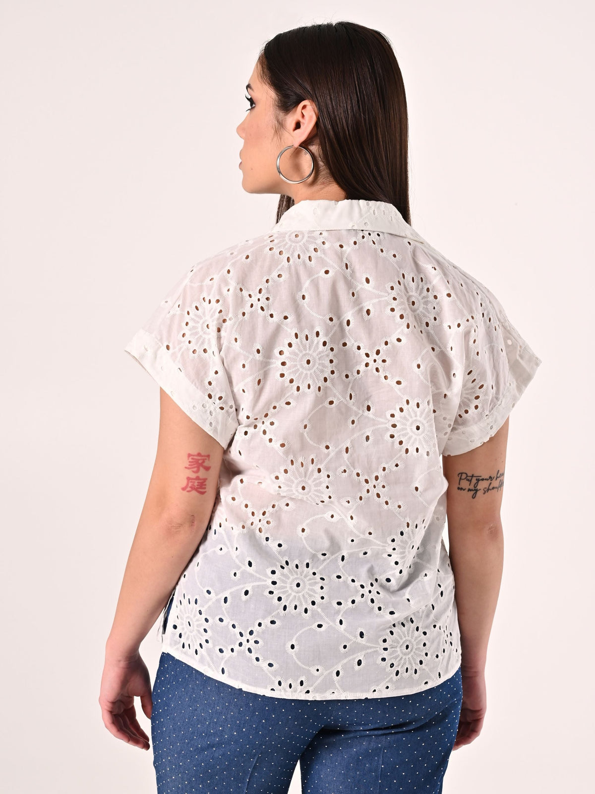 Camicia Curvy in Sangallo