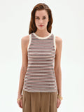 Top in maglia a righe color cioccolato