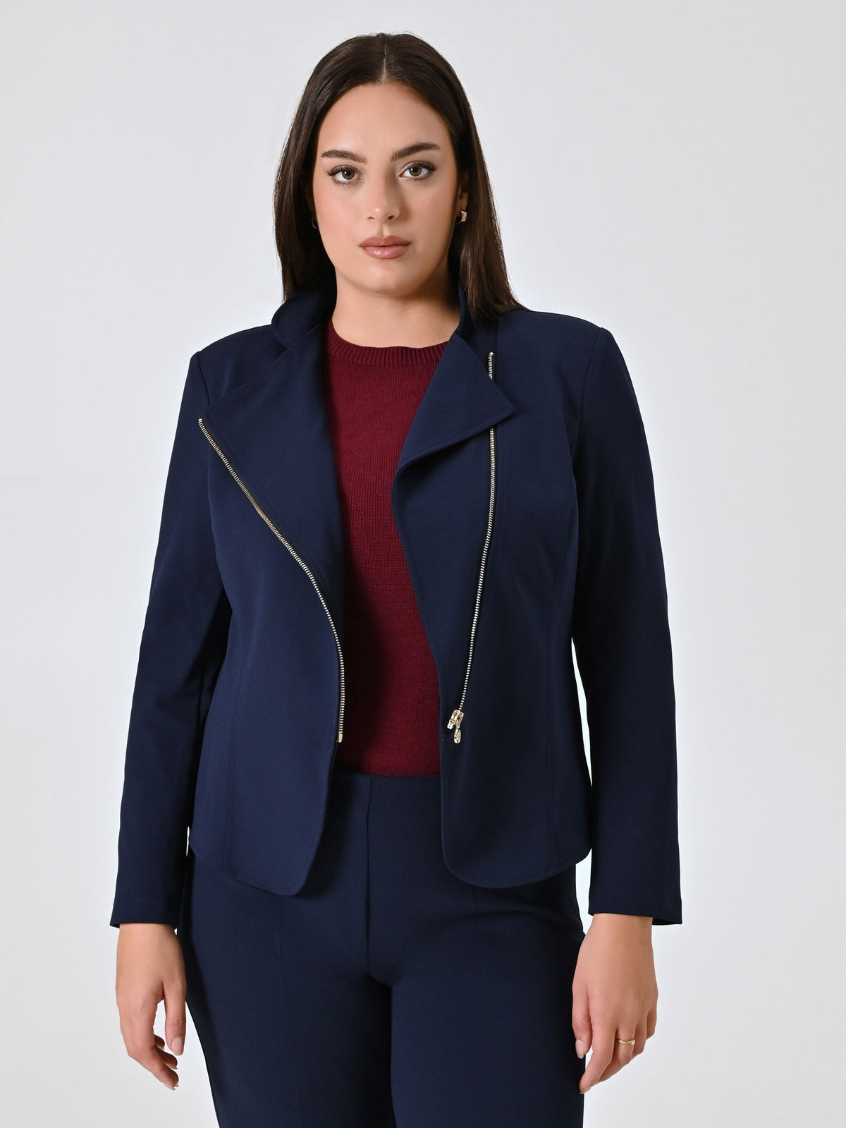 Giacca Curvy con Zip Blu