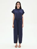 Pantalone blu navy fluido con coulisse