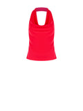 Top rosso fragola in cadi con scollo drappeggiato