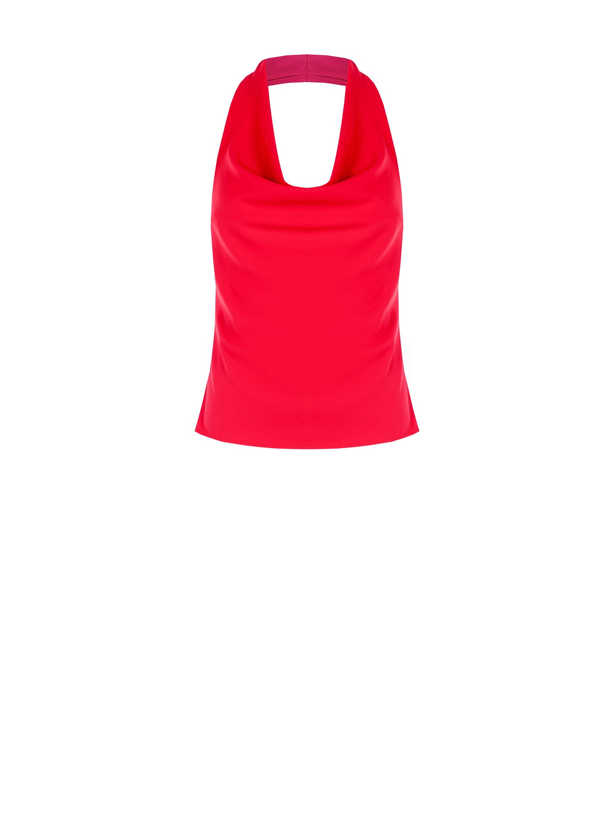 Top rosso fragola in cadi con scollo drappeggiato