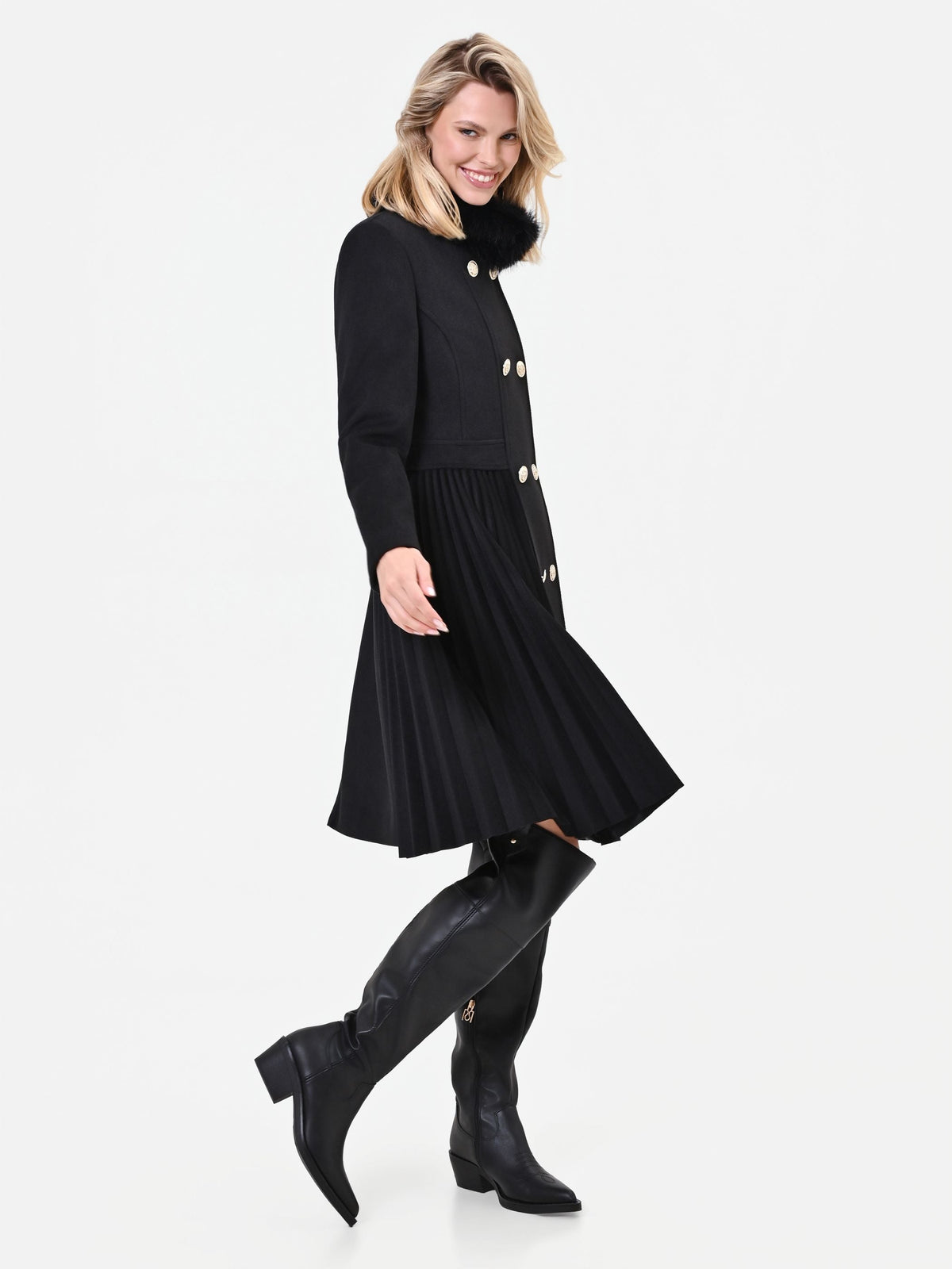 Cappotto doppiopetto nero in velaur