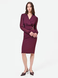 Abito tubino bordeaux con maniche in georgette