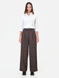 Pantalone a palazzo marrone con motivo check