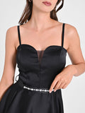 Abito a Ruota in Satin Nero
