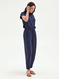Pantalone blu navy fluido con coulisse