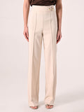 Pantaloni Flared Beige Chiaro in Tessuto Tecnico