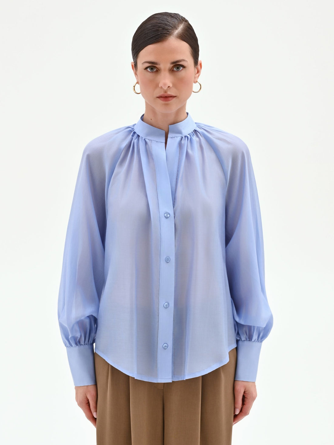 Camicia azzurro cielo in lyocell