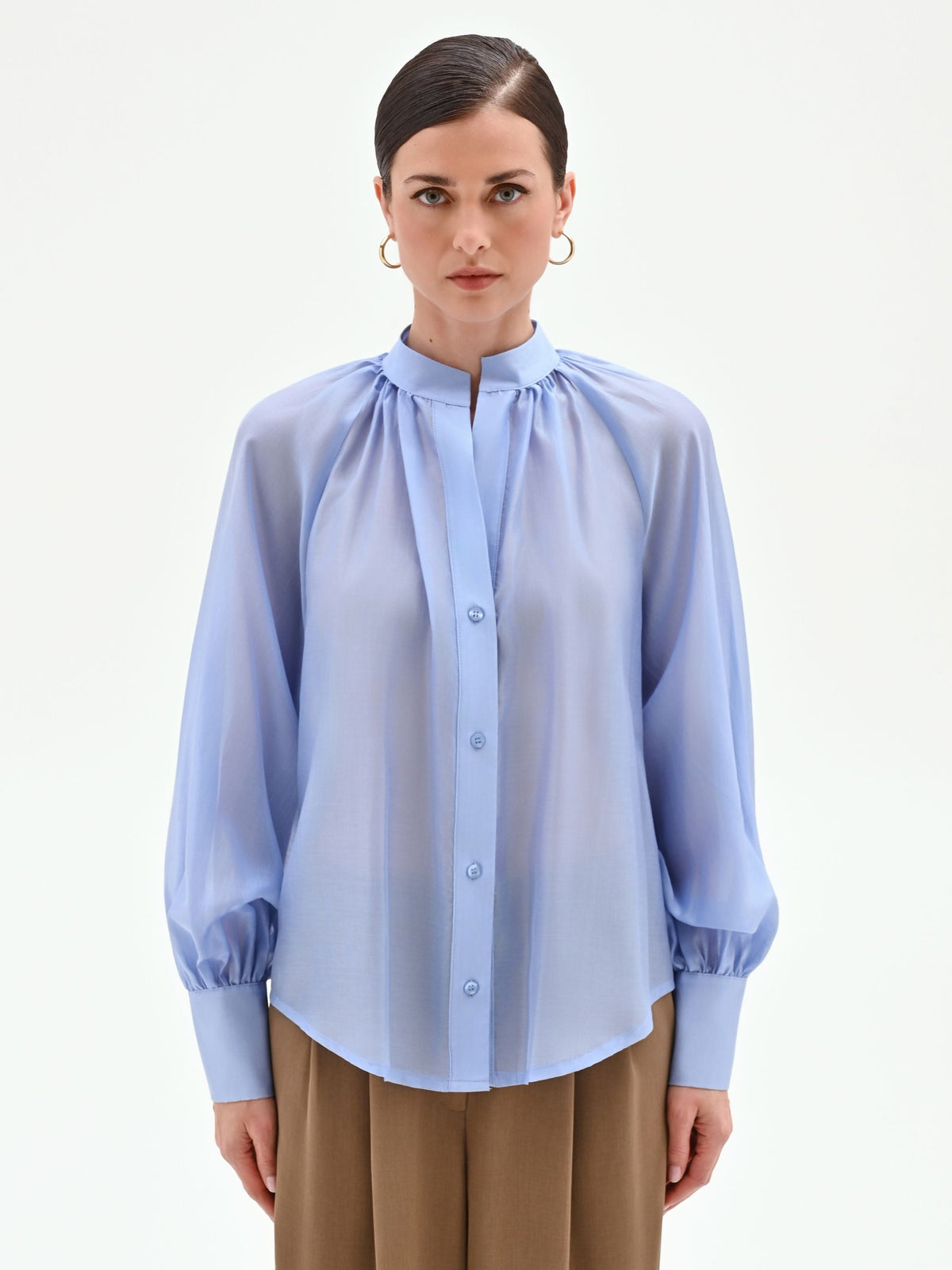 Camicia azzurro cielo in lyocell