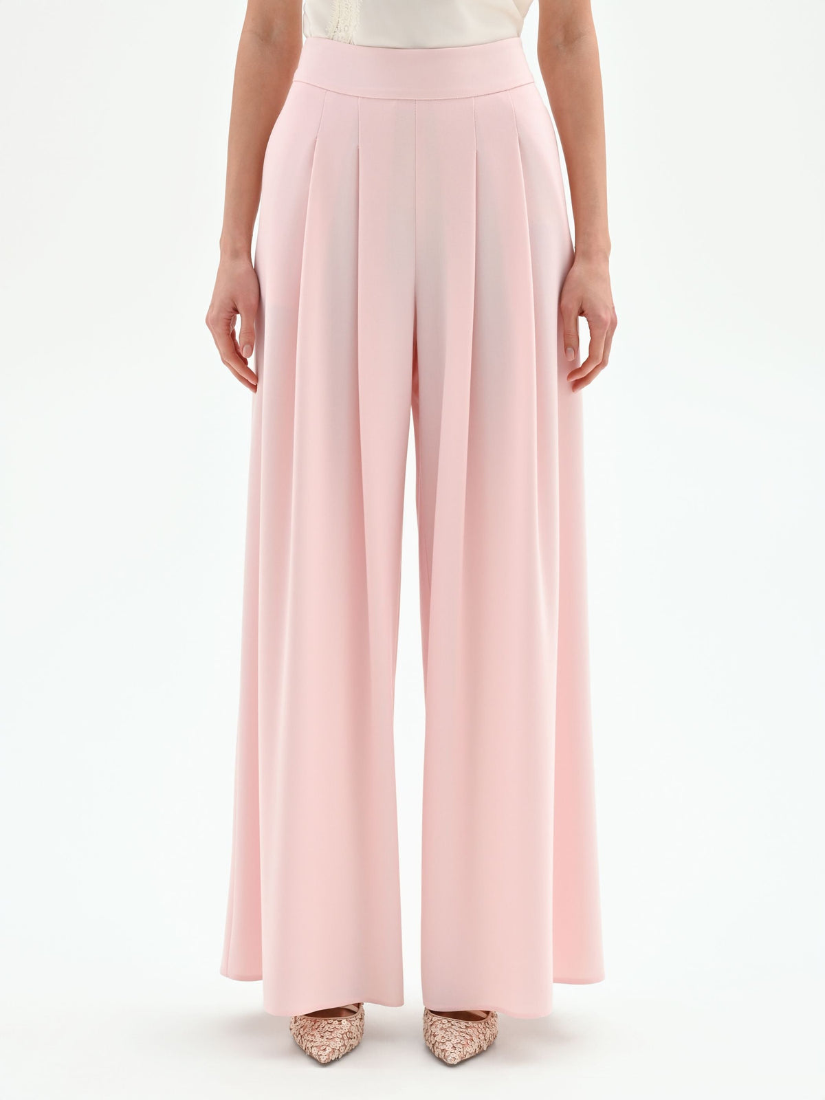 Pantalone palazzo rosa pastello