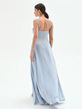 Abito lungo cielo azzurro in jersey lurex
