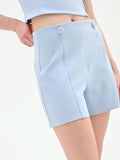 Pantalone corto cielo azzurro a vita alta