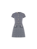Abito corto in stuoia blu navy