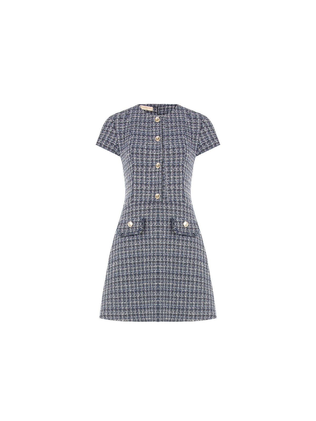 Abito corto in stuoia blu navy