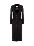 Cappotto lungo nero con inserto effetto pelliccia