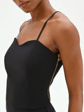 Top bustier nero con doppie spalline