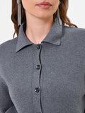 Cardigan in viscosa grigio scuro con collo effetto pelliccia