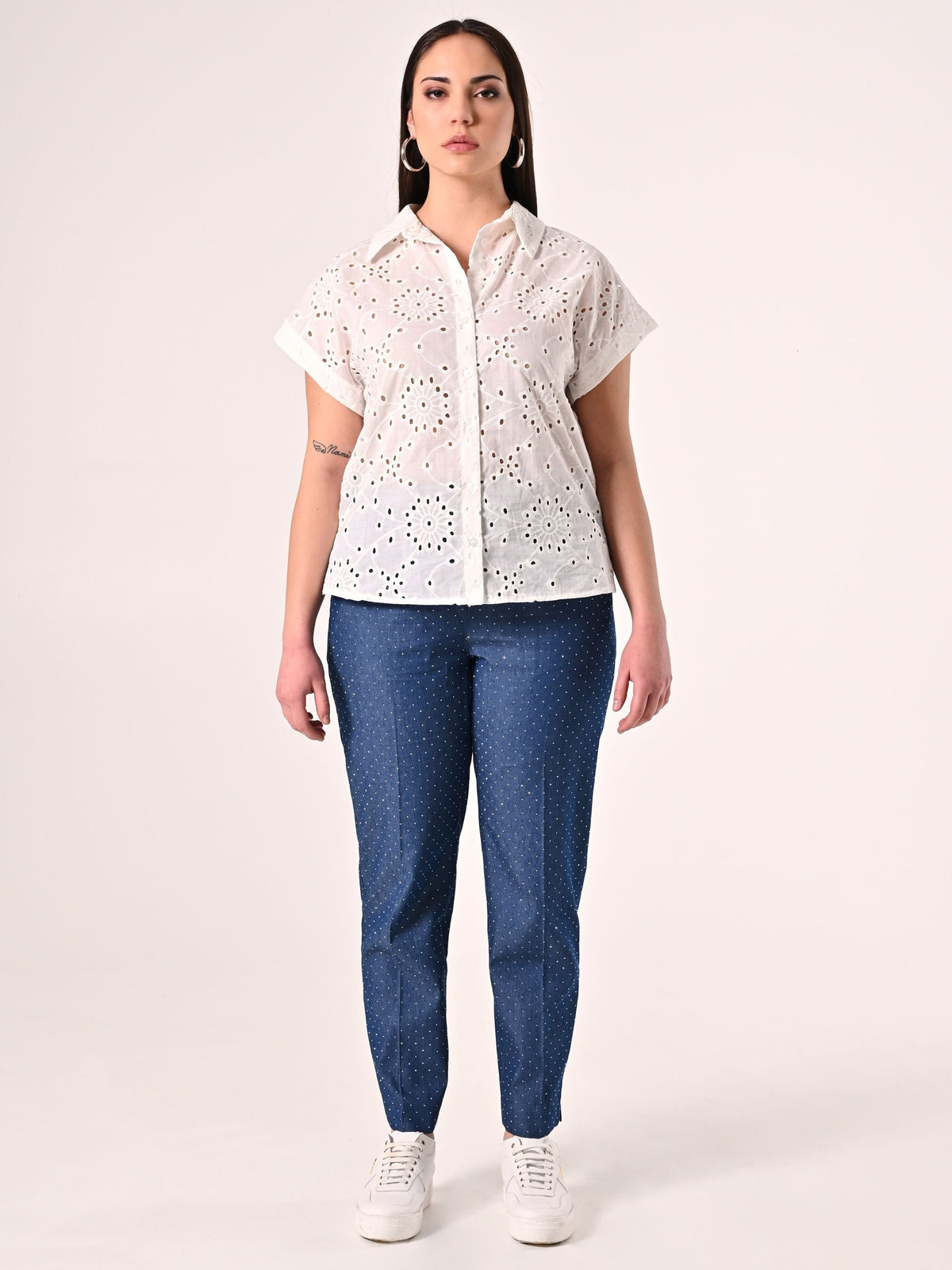Camicia Curvy in Sangallo
