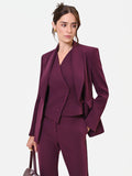 Giacca Studio monopetto gessata in crepe bordeaux rosso